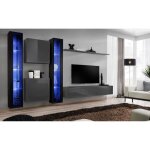 Ensemble meuble salon mural switch xvi design coloris gris et noir brillant. 40 gris Ensemble meuble salon mural switch xvi design coloris gris et noir brillant. 40 gris