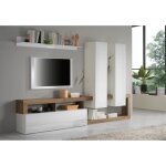 Ensemble meubles salon avec rangements collection bura blanc brillant laqué / chêne mercure Ensemble meubles salon avec rangements collection bura blanc brillant laqué / chêne mercure