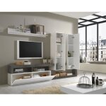 Ensemble meubles salon avec rangements collection bura blanc laqué / gris anthracite Ensemble meubles salon avec rangements collection bura blanc laqué / gris anthracite