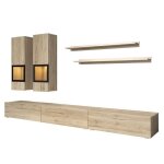 Ensemble meubles de salon ramos ? coloris chêne et noir ? meuble tv vitrines étagères ? sans led Ensemble meubles de salon ramos ? coloris chêne et noir ? meuble tv vitrines étagères ? sans led