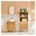 Ensemble meuble simple vasque alaska 60cm + vasque + robinet + miroir + colonne