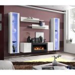 Ensemble de meubles suspendus avec chemine dcorative collection fly m2. coloris blanc. 40 blanc