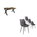 Ensemble meubles table manger 140 chne et noir style industriel table manger chaises rf2674