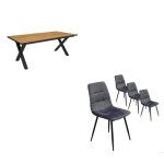 Ensemble meubles table manger 200 chêne et noir industriel table manger chaises rf2690 Ensemble meubles table manger 200 chêne et noir industriel table manger chaises rf2690