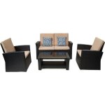 Ensemble de meubles de terrasse ilana - 4 pi�ces - osier - noir