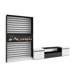 Ensemble meuble tv 310x186x35cm pour les tv jusqu� 80 chemin�e �lectrique blanc et noir rf2843