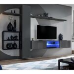 Ensemble meuble tv contemporain - paris prix - switch v - gris & noir - mdf - 270cm