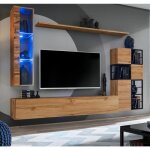 Ensemble meuble tv design - paris prix - switch ii - naturel & noir - led - tendance Ensemble meuble tv design - paris prix - switch ii - naturel & noir - led - tendance