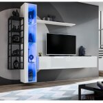 Ensemble meuble tv design switch vii 240cm blanc & noir - paris prix