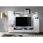 Ensemble meuble tv dos - éclairage led inclus - 3 portes - mélamine blanc mat et brillant - l208 x p33 ... Ensemble meuble tv dos - éclairage led inclus - 3 portes - mélamine blanc mat et brillant - l208 x p33 ...