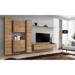 Ensemble meuble tv mural switch vi - price factory - ch�ne wotan - 5 portes - 180x30x40 cm