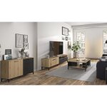 Ensemble meuble tv table basse et buffet bas - trust - chne / noir - gami