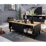 Ensemble meuble tv + table basse oxford - style industriel - mélaminé chêne noir - table basse: l110 ... Ensemble meuble tv + table basse oxford - style industriel - mélaminé chêne noir - table basse: l110 ...