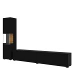 Ensemble meuble tv et vitrine collection eva. couleur noir et chêne. 180x35x30 noir Ensemble meuble tv et vitrine collection eva. couleur noir et chêne. 180x35x30 noir