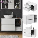 Meuble sous vasque simple viola 100x60cm blanc anthracite vicco