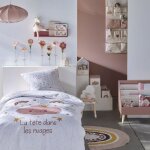 Ensemble parure de lit enfant + coffre de rangement pouf pliable - today - arc en ciel - 140 x 200 cm ...