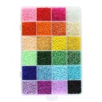 Ensemble de perles de rocaille en verre - salalis - 24 couleurs vives - 3mm - inclus ciseaux et accessoires ... Ensemble de perles de rocaille en verre - salalis - 24 couleurs vives - 3mm - inclus ciseaux et accessoires ...
