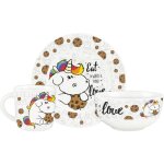 Ensemble de petit djeuner pummel & friends pummeleinhorn - 3 pices de vaisselle en porcelaine : assiette ...