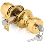 Poignes de porte avec serrure - marsee - design tulipe - laiton poli - rversible - 35 - 45 mm dpaisseur ...