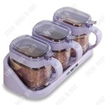 Ensemble de pots dassaisonnement - td� - verre - violet - 3 en 1 - accessoires de cuisine