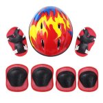 Ensemble de protection sportive pour enfant - rouge - casque genouill�res coudi�res et prot�ge - poignets ...