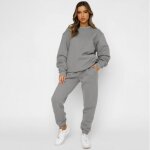 Ensemble pull et pantalon de survêtement pour femme - gris - fitness - manches longues - respirant Ensemble pull et pantalon de survêtement pour femme - gris - fitness - manches longues - respirant