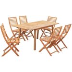 Ensemble repas de jardin 4 - 6 personnes - eucalyptus fsc - table extensible 120 / 180 x 80 cm + 6 chaises ...