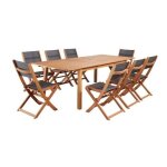 Ensemble repas de jardin 6  8 personnes - table extensible 180 / 240 x 100 cm + 6 chaises assises textilne ...