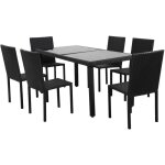 Ensemble repas de jardin tablechair2 en osier - noir - 4 places r�sine tress�e
