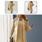 Ensemble de robe de manteau  manches longues en dentelle lgante - champagne - femme - adulte