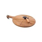 Ensemble roulette à pizza + planche à découper ronde en acacia - point virgule - 32. 5 cm Ensemble roulette à pizza + planche à découper ronde en acacia - point virgule - 32. 5 cm