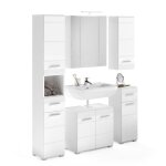 Ensemble de salle de bain : meuble sous vasque + 2 demi colonne + meuble de rangement avec miroir et ... Ensemble de salle de bain : meuble sous vasque + 2 demi colonne + meuble de rangement avec miroir et ...