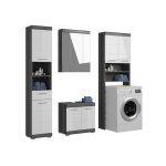 Ensemble salle de bain scott ? meuble sous vasque colonne rangement miroir et meuble machine � laver ...