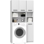 Ensemble salle de bain style moderne - hucoco - 96x30x183 - 4 portes + 4 tablettes - blanc