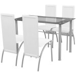 Ensemble de salle à manger contemporain - lv. life - blanc - table en verre trempé - 4 chaises Ensemble de salle à manger contemporain - lv. life - blanc - table en verre trempé - 4 chaises