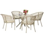 Outsunny - ensemble table et chaises de jardin - r�sine tress�e - 85x85x72cm - kaki
