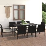 Ensemble de salle � manger de jardin - vidaxl - 9 pcs - r�sine tress�e - acier - 8 personnes
