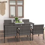 Ensemble de salle  manger de jardin - vidaxl - 7 pcs - rsine tresse - acier - coussins amovibles