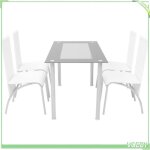 Ensemble de salle à manger - v geby - 5 pièces - table en verre trempé - chaises en cuir synthétique ... Ensemble de salle à manger - v geby - 5 pièces - table en verre trempé - chaises en cuir synthétique ...