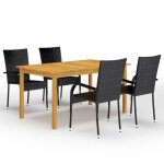 Ensemble de salle � manger - vidaxl - 5 pcs - bois dacacia - acier enduit - r�sistant aux intemp�ries ...