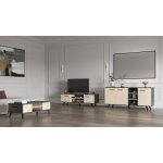 Ensemble salon - banc tv table basse buffet bas - kent - chne de fil / sidewalk - demeyere