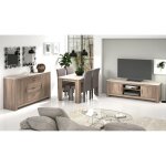 Ensemble de salon complet meuble tv table à manger set de 4 chaises buffet coloris chêne truffé blanc ... Ensemble de salon complet meuble tv table à manger set de 4 chaises buffet coloris chêne truffé blanc ...