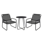 Ensemble salon de jardin 3 pcs 2 fauteuils et table ronde gris