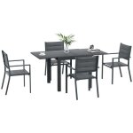 Outsunny - ensemble table et chaises de jardin - acier - 160x80x75cm - gris fonc