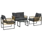 Outsunny - salon de jardin - r�sine tress�e - 106x70x72cm - gris