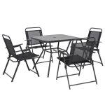 Outsunny - ensemble de table et chaises de jardin - acier - 80x80x71cm - noir Outsunny - ensemble de table et chaises de jardin - acier - 80x80x71cm - noir