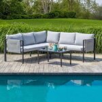 Skylantern� ensemble salon de jardin exterieur en m�tal 5 personnes 2 canap�s modulables et table de ...