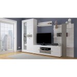 Ensemble de salon meuble tv + 1 �tag�re murale + armoire avec led + biblioth�que coloris pin andersen ...