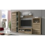 Ensemble de salon meuble tv + étagère murale + vitrine haute avec led + buffet coloris chêne chêne vieilli ... Ensemble de salon meuble tv + étagère murale + vitrine haute avec led + buffet coloris chêne chêne vieilli ...