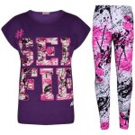 Ensemble selfie imprim� t - shirt et legging mode splash pour fille 5 - 13 ans - violet - enfant